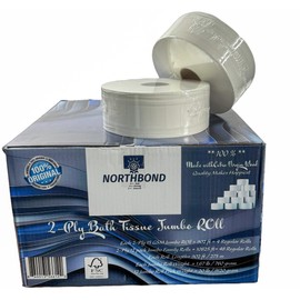 Northbond Northbond A++ Premium 2-Ply Jumbo Bath Tissue, Soft, Strong, & Smooth - 12 Commercial Rolls (48 Regular Rolls Equivalent), 902 ft (10825 ft Equivalent), 100% Extra Virgin Wood &Septic Safe