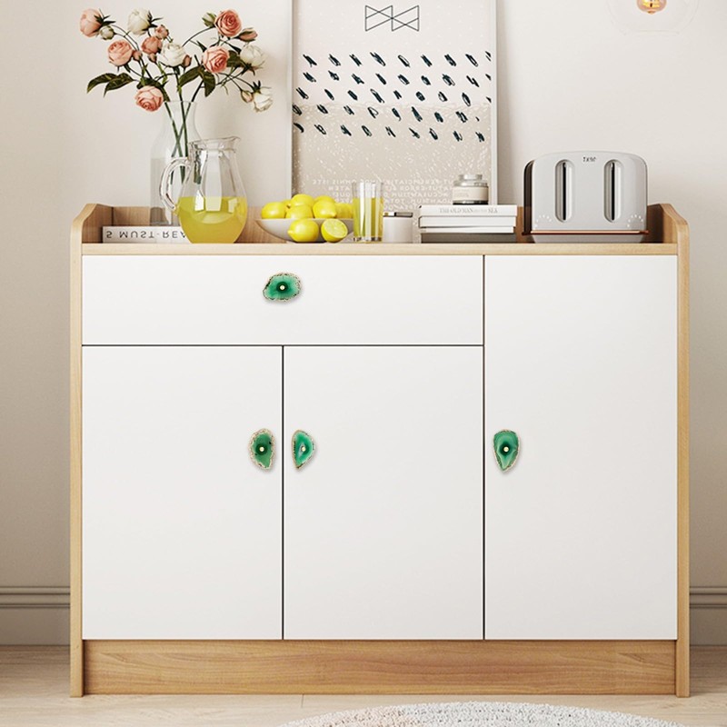 Sportmusies Pack of 4 Agate Stone Cabinet Knobs with Screws,