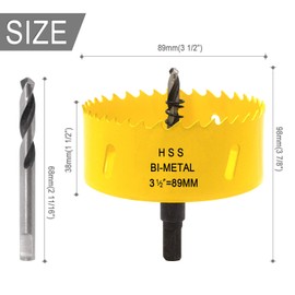 Acekit 3 1/2 inch Hole Saw With 3/8 Arbor HSS Bi-Metal Hole Saw Blade And Variable Teeth Pitch For Wood,Plastic Board,Pipe,Plywood,And Soft Metal Sheet (89mm)