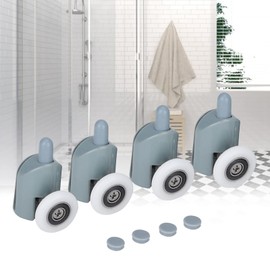 Lwuey 4pcs 25mm Single Wheel Shower Rollers, Bottom Sliding Door Wheels for 4 to 6mm Glass Steam Cabin Bathroom Enclosure Curved Shower Door Replacement Parts Home Improvement