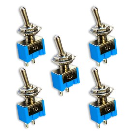 VUNIVERSUM 5 x Premium 2 Pin Mini On/Off Toggle Switch On Off DIY AC 125V/6A 250V/3A RC Blue Model Making