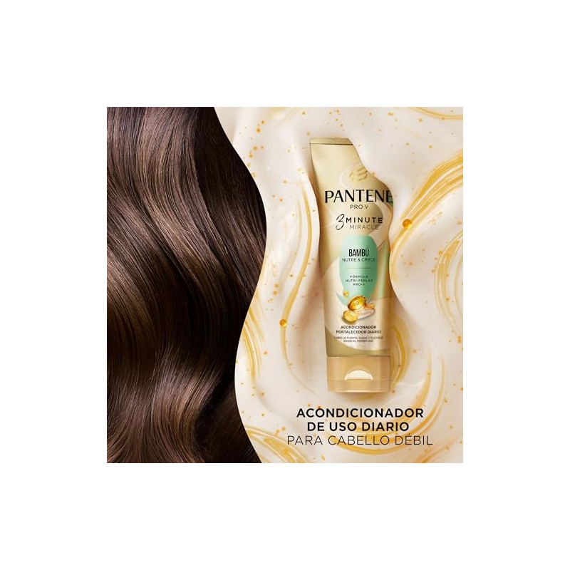 Pantene Acondicionador Bambú Nutre Crece Minute Miracle Cabello Uso Diario