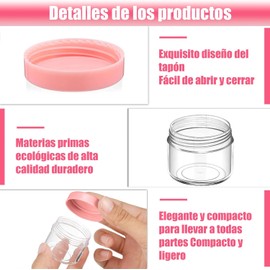 Tarros de Viaje Plástico Transparentes, 10ml Frascos Cosméticos Redondos, Tarros de Cosméticos Vacíos para Maquillaje, Crema, Loción, Bálsamo Labial, Abalorio (18pcs Multicolor)