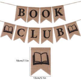 Book Club Banner Vintage Book Themed Party Decorations Burlap Book Party Banner for Book Club School Library Classroom Home Party Supplies