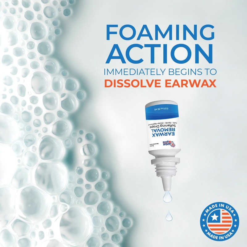 WaxBgone Earwax Removal Kit with Drops, Large 2-oz Ear Bulb