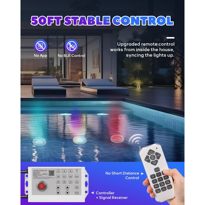 Hanchen 10in Inground Pool Light, 12v Led Swimming Pool Light,