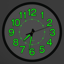 ALEENFOON Luminous Wall Clock, 30cm/12'' Glow in the Dark Silent Non Ticking Night Lights Wall Clocks Home Decoration for Home Living Room Bedrooms Office Kitchen School