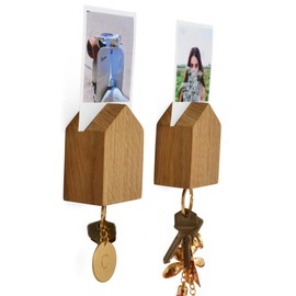 Natuhr Magnetic Key Holder Little Lodge Picture Frame Wooden Key Holder (Pack of 2 | Oiled Oak)