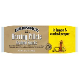 Brunswick Herring Fillets in Lemon & Cracked Pepper, 3.53 oz Can - 15g Protein per Serving - Gluten Free, Keto Friendly - Great for Pasta & Seafood Recipes