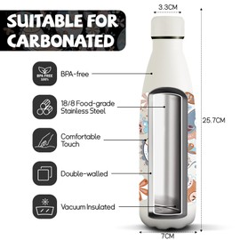 HoneyHolly Stainless Steel Water Bottle, 500 ml, BPA-Free, Thermos Flask, Double-Walled, Water Bottle, Stainless Steel, Leak-Proof, 18/8 Stainless Steel, Thermos Flask for Sports, Camping,