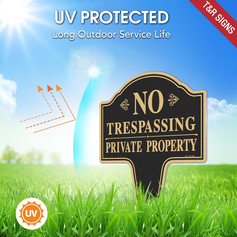T&R Large No Trespassing Sign Private Property Sign with Stake
