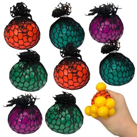 ArtCreativity Mesh Grape Squeeze Balls for Kids, Set of 12, Squeeze Toys in Assorted Colors for Anxiety Relief & ADHD, Fun Birthday Party Favors, Goodie Bag Fillers, Treasure Box Prizes for Classroom