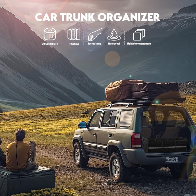 Getally Trunk Organizer for Car， Collapsible Trunk Organizer with Multi