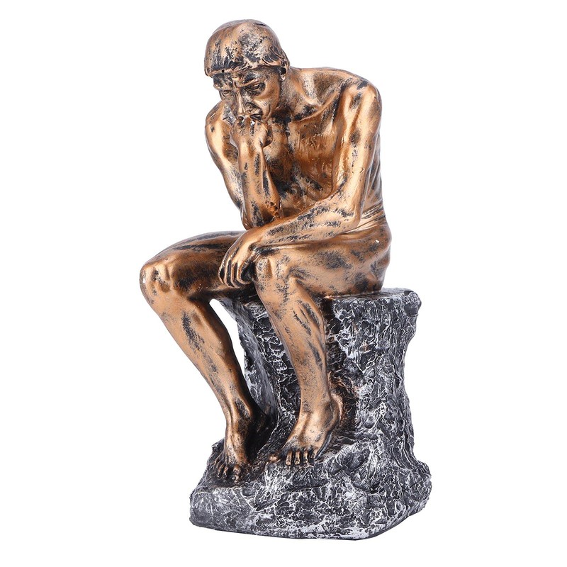 HERCHR Statue Bronze The Thinker Man Bronze Sculpture, Deep Contemplation