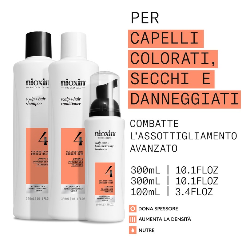 Nioxin Sistema 4 Kit Trifasico Shampoo 300ml Conditioner 300ml Treatment