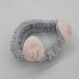 Grey Bunny Ear Headband for Face Washing Face Washing Hairband 2ea