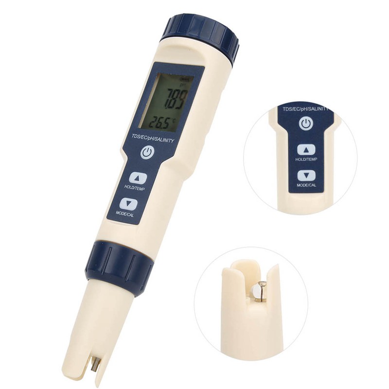 5 in 1 Portable Digital PH/Salinity/Temp/TDS/EC Meter Multifunctional Water Quality