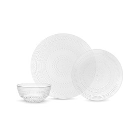 Fortessa Jupiter Hobnail Glass, 12 Piece Dinnerware Set (Service for 4), Clear
