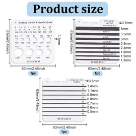 BENECREAT 3 Styles Acrylic Knitting Gauge Rulers, Square Knitting Tool Crochet Hook Knitting Needle Gauge Yarn Wrap Per Inch Guide Board for Measurement Sewing Tailor Craft, 6.3x6.3cm