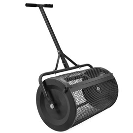 Seeutek 40 Inch Tow Behind Spike Aerator - Heavy Duty Rolling Lawn Aerator with 3D Steel Tines & Weight Tray, Extra-Wide Tow Bar Soil Penetrator Spikes Tractor with Folding Shovel for Lawn Garden Farm