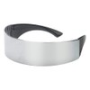 POFET Futuristic Narrow Cyclops Silver Color Mirrored Lens Visor Sunglasses