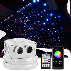 ATOKEE Fiber Optic Lights, 16W Dual Port Twinkle Starlight Headliner Kit for Car Ceiling Home Use, 600pcs*0.03in*9.8ft Star Lights for Car Controlled Via APP/Remote