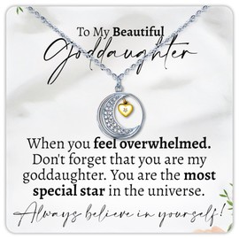 Love You to The Moon and Back To My Goddaughter Gifts from Godmother, Birthday Gift for Goddaughter from Godfather, Goddaughter Necklace Jewelry (Moon & Back Necklace, Goddaughter)