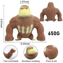 Stress Gorilla, Gorilla Stress Relief Toy, Latex Monkey Gorilla Toys, Funny Brown Monkey Toy, Stretch Gorilla Toy, Gorilla Stress Relief Toy, for Children and Adults (Brown)