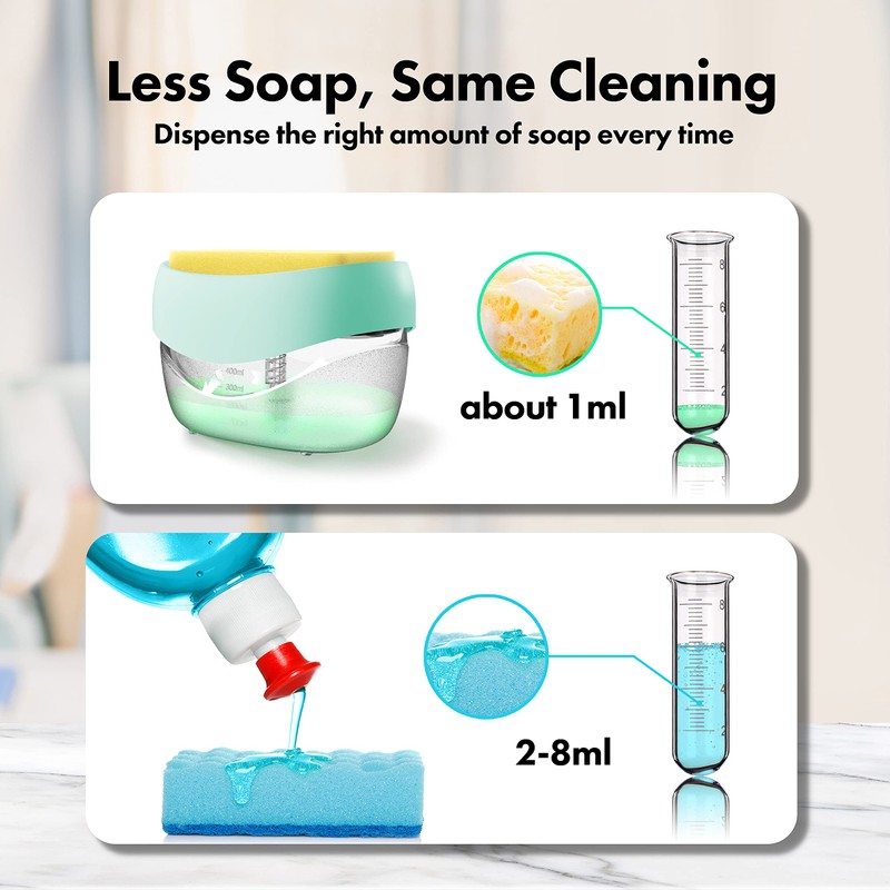 Dish Soap Dispenser with Sponge Holder for Kitchen Sink, 2