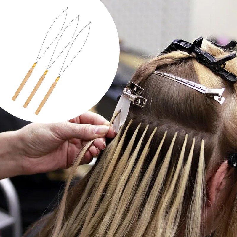 6 Pack Hair Extension Beader Hair Extension Loop Needle Threader