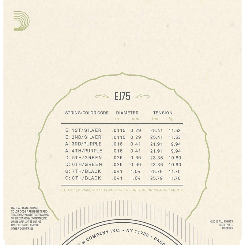 D'Addario Mandolin Strings | 3 Pack | EJ75 (formerly J75)
