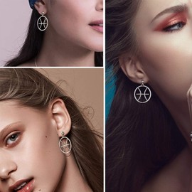 Jewmon 12 Constellation Series Women's Zodiac Sign Pendant Necklace/Earrings Horoscope Zodiac Jewellery Gift for Christmas/Valentine's Day/Birthday, Sterling Silver