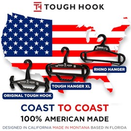 Tough Hook Original Xtreme Heavy Duty Hanger - The Superhero of Hangers USA-Made 200lb Capacity - Anti-Slip Design for Police Body Armor, Scuba BCD & Wetsuits - Durable ABS DuraResin, 1 Pack Black