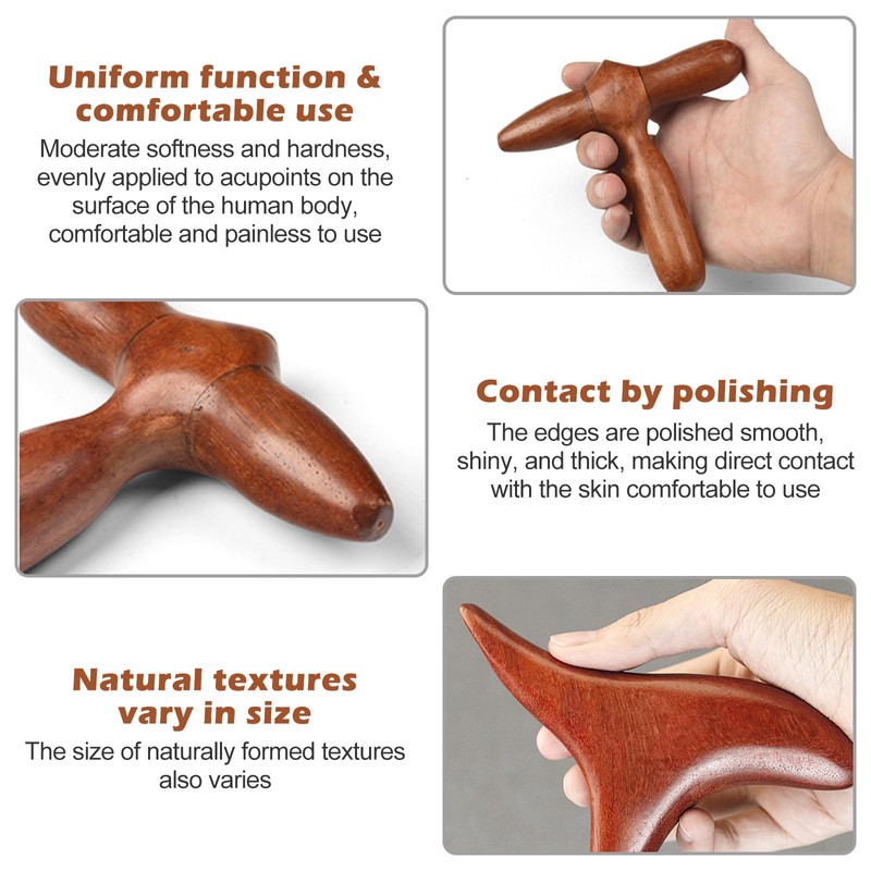 Set of 4 Wooden Massage Sticks, Triangular Knobble, Trigger Massage