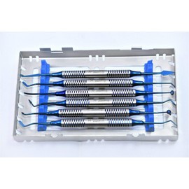 Premium German Dental Composite Non Stick Filling Instruments Kit (6 PCS Titanium Gold) Glass ionomer-Cynamed (Composite Filling Set of 6 (Blue W/Cassette))