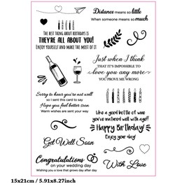 Happy Birthday Candle Enjoy Your Day Love You Any More Clear Stamps Transparent Silicone Stamp Album Cards Rubber Stamp for Card Making Decoration and DIY Scrapbooking