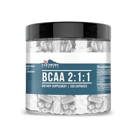 BCAA (200 cápsulas) sin OMG, sin gluten, apto para paleo y keto                                                                                       