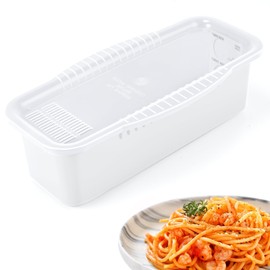 Microwave Pasta Cooker with Strainer Lid- Quickly Spaghetti Cooker- No Sticking or Waiting For Boil- Perfect Make Pasta Every Time- For Dorm, Kitchen or Office, White