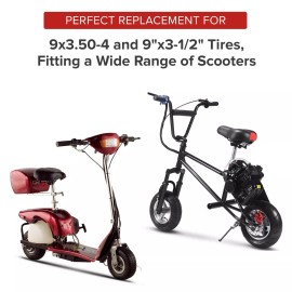 MSP 9x3.50-4 (9'x3-1/2') Scooters Inner Tube with Angled Valve Stem, Scooter Parts