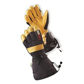 Guide Gear Men's Leather Winter Gloves Insulated, Waterproof For Snowmobile, Snowboard, Skiing Black w/Tan Palm MEDIUM