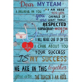 Ostapt Dear My Team - Letrero de lata para enfermera, estetoscopio, decoración de pared para el personal médico, póster de equipo médico, citas inspiradoras, regalo de personal médico, enfermera,