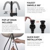 KENES Pull Down Bathroom Faucet with Sprayer, Matte Black Single