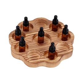BENECREAT 6.5x0.65 inch Flower-Shaped Wood Essential Oil Holder with 10 Slots, Multi-Use Organizer for Nail Polish & Lipsticks, Compact Desktop Storage Rack