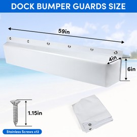 Dock Bumpers59 inch,Boat Dock Bumper,Dock Bumper Guards,Marine,Removable Boat Bumpers for Docking Preventing Dent or Scratch Docking,Screws Included (White)