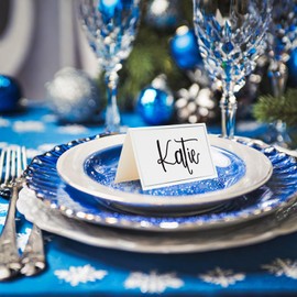 100 Pack Name Cards for Table Setting, Tent Place Cards with Silver Foil Border for Wedding, Banquets, Events, Reserved Seating Dinner Place Cards Blank (3.5 x 2 In)