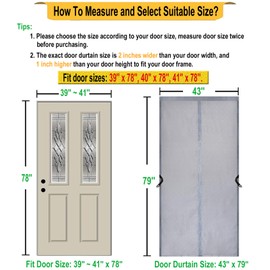 Magnetic Blackout Door Curtain, Premium Fabric Thermal Insulated Door Cover, Magnetic Screen Door, French Front Porch Bedroom Back Patio Door Curtain for Winter, Privacy Curtains for Doorway