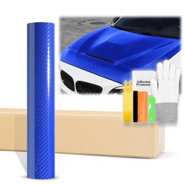 36"x60" (3FTx5FT) Intense Blue 7D Carbon Fiber Textured High Gloss Vinyl Wrap Auto Car Sticker Decal Film Sheet Bubble Free Air Release Technology with Tool Kit