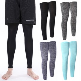 Summer UV Protection Ice Silk Leg Sleeves for Outdoor Sports Free Size/Lake Green 5ea