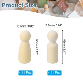 PATIKIL 2.1" Height Wooden Pegs Dolls, 22Pcs Wood Pegs People Dolls Unfinished Bodies Natural Wood Figures for Painting DIY Crafts Arts Graffiti