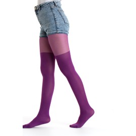 Gi&Gi Girls Faux Parisian 40/120 Denier Tights Longuette Tights for Girls with Colors #2204, dark purple